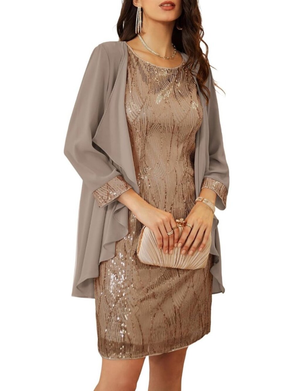 Elegant Sequin Wedding Guest Dress | Stylish Mother of the Bride Attire
